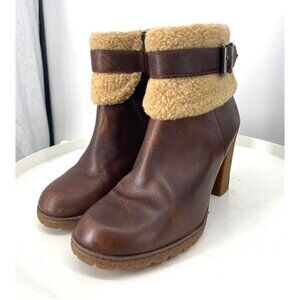 NWOB Women’s  Timberland Glancy Shearling Leather Ankle Boots Brown 8